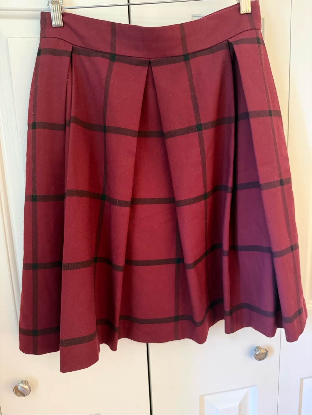 Banana Republic Burgundy Plaid Circle Skirt